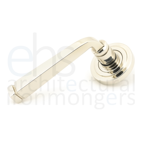 45620 • 53 x 8mm • Polished Nickel • From The Anvil Avon Round Lever on Rose Set [Art Deco]