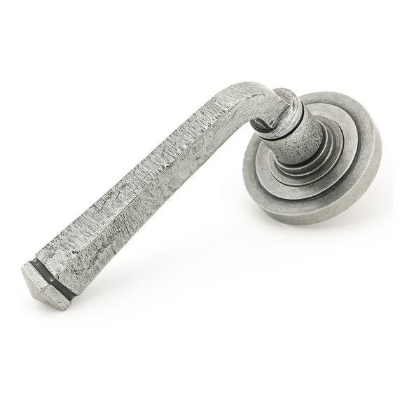 45632 • 53 x 8mm • Pewter Patina • From The Anvil Avon Round Lever on Rose Set [Art Deco]