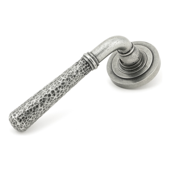 45656  53 x 8mm  Pewter Patina  From The Anvil Hammered Newbury Lever on Rose Set [Art Deco]