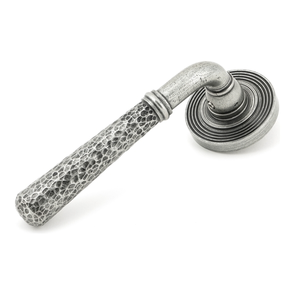 45657 • 53 x 8mm • Pewter Patina • From The Anvil Hammered Newbury Lever on Rose Set [Beehive]