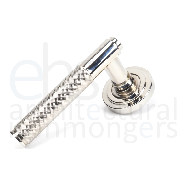 45668  53 x 8mm  Polished Nickel  From The Anvil Brompton Lever on Rose Set [Art Deco]