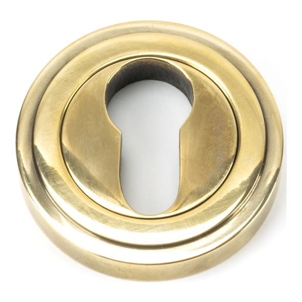 45708  53mm  Aged Brass  From The Anvil Round Euro Escutcheon [Art Deco]