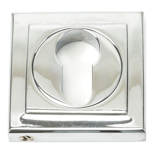 45714  53 x 53mm  Polished Chrome  From The Anvil Round Euro Escutcheon [Square]