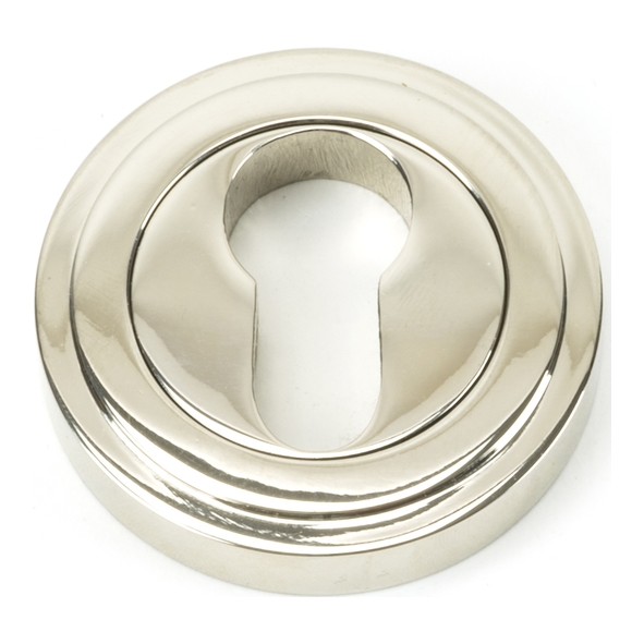 45716  53mm  Polished Nickel  From The Anvil Round Euro Escutcheon [Art Deco]