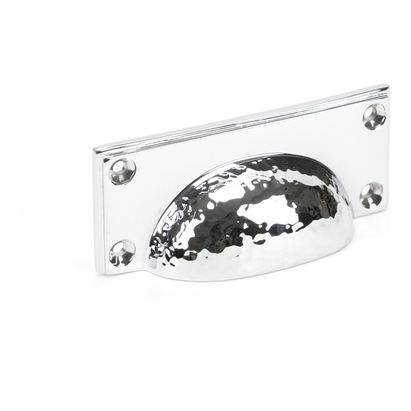46038 • 100 x 42mm • Polished Chrome • From The Anvil Hammered Art Deco Drawer Pull