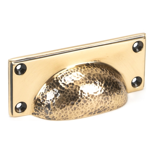 46040 • 100 x 42mm • Polished Bronze • From The Anvil Hammered Art Deco Drawer Pull