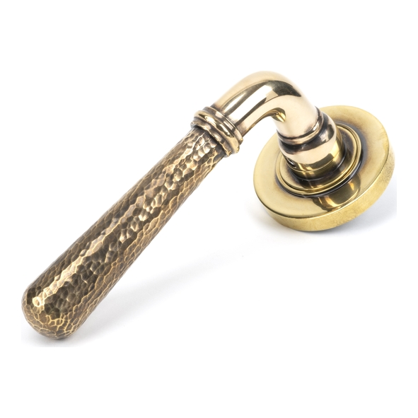 46069  53 x 8mm  Aged Brass  From The Anvil Hammered Newbury Lever on Rose [Plain]