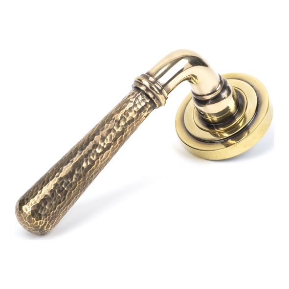 46070  53 x 8mm  Aged Brass  From The Anvil Hammered Newbury Lever on Rose [Art Deco]