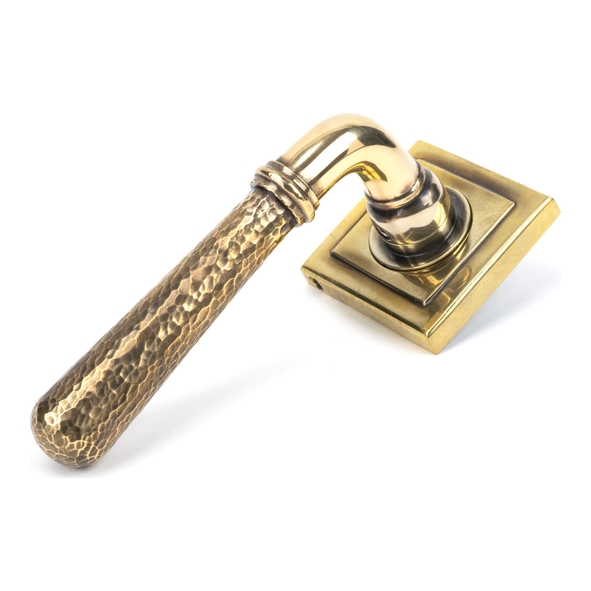 46072 • 53 x 53 x 8mm • Aged Brass • From The Anvil Hammered Newbury Lever on Rose [Square]