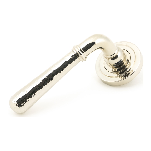 46078 • 53 x 8mm • Polished Nickel • From The Anvil Hammered Newbury Lever on Rose [Art Deco]