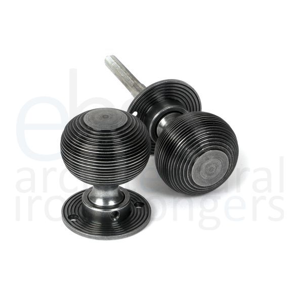 46403 • 50mm • Pewter Patina • From The Anvil Heavy Beehive Mortice/Rim Knob Set