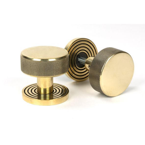 46776 • 63mm • Aged Brass • From The Anvil Brompton Mortice Knobs On Beehive Roses