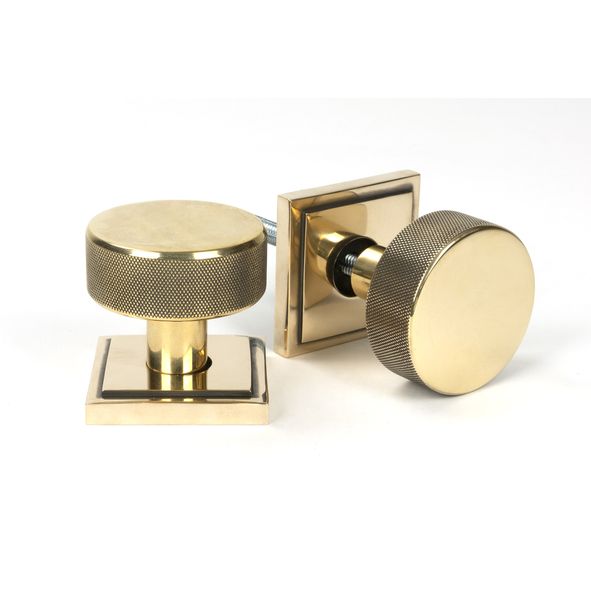 46777 • 63mm • Aged Brass • From The Anvil Brompton Mortice Knobs On Square Roses