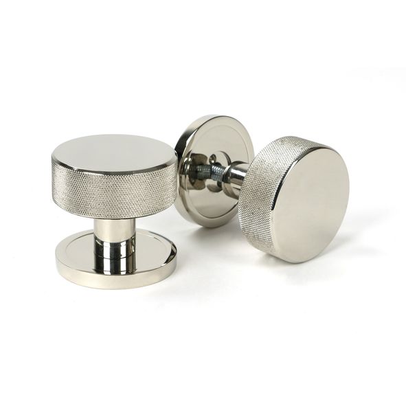 46782 • 63mm • Polished Nickel • From The Anvil Brompton Mortice Knobs On Plain Roses