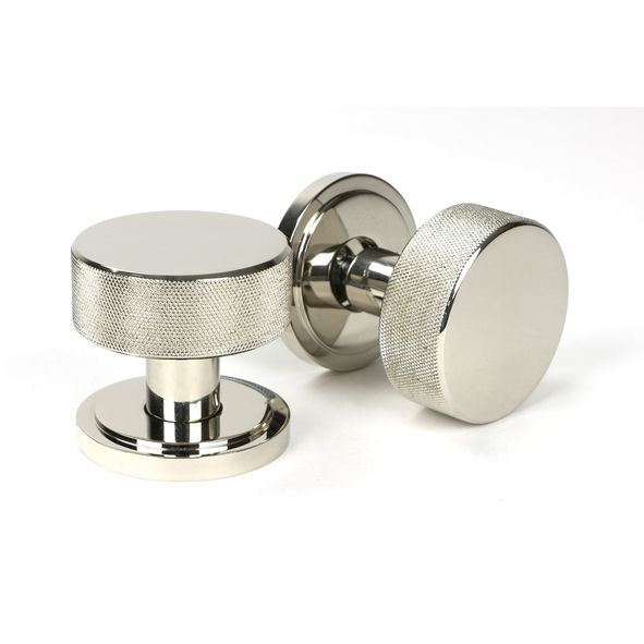 46783 • 63mm • Polished Nickel • From The Anvil Brompton Mortice Knobs On Art Deco Roses