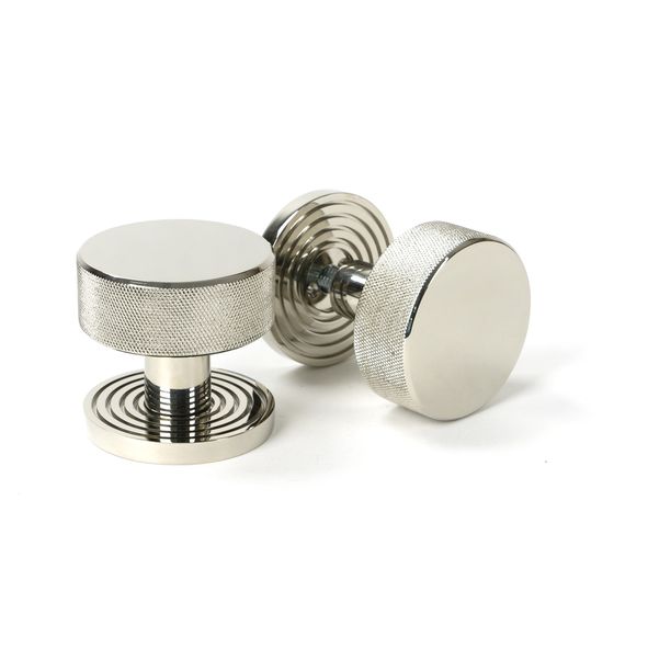 46784 • 63mm • Polished Nickel • From The Anvil Brompton Mortice Knobs On Beehive Roses