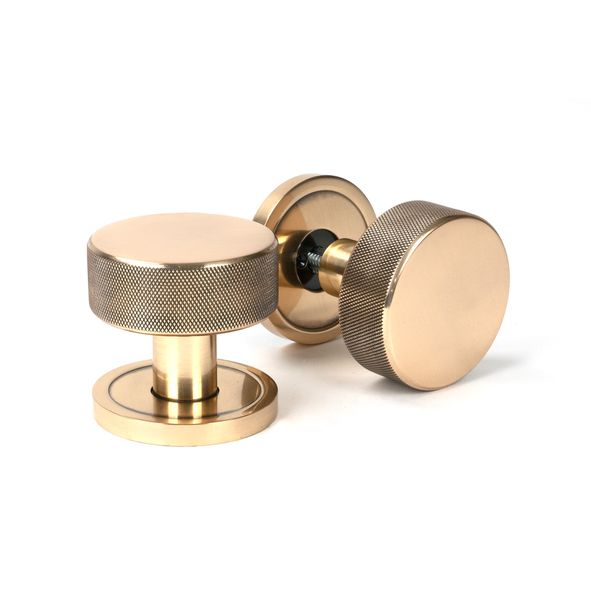46790 • 63mm • Polished Bronze • From The Anvil Brompton Mortice Knobs On Plain Roses