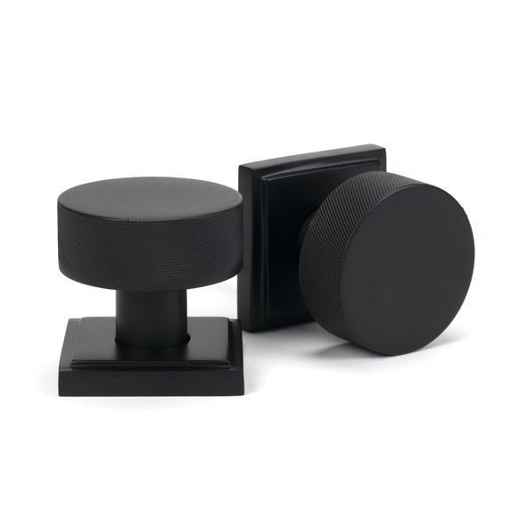 46801 • 63mm • Matt Black • From The Anvil Brompton Mortice Knobs On Square Roses