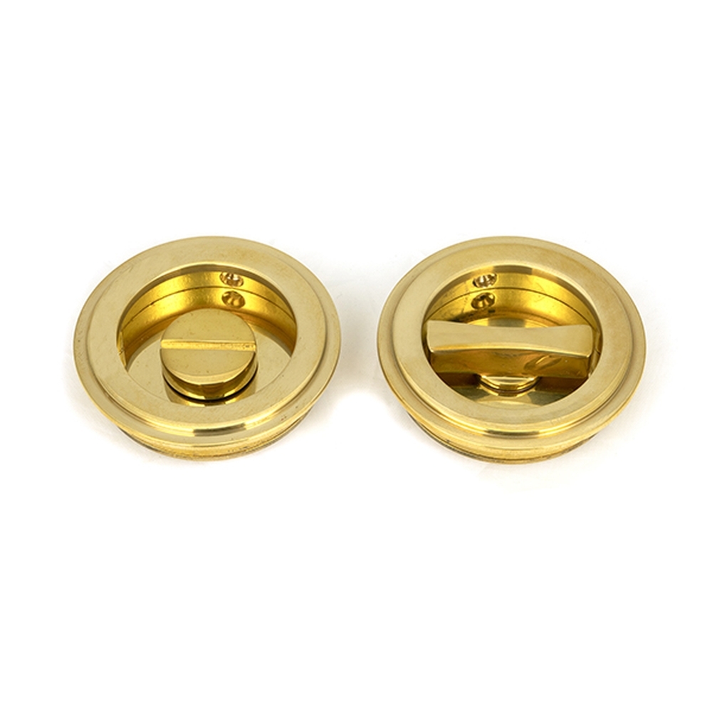 47169 • 60mm • Polished Brass • From The Anvil Art Deco Round Pull - Privacy Set