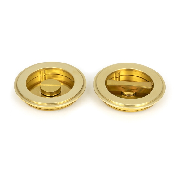 47170 � 75 mm � Polished Brass � From The Anvil Art Deco Round Pull - Privacy Set