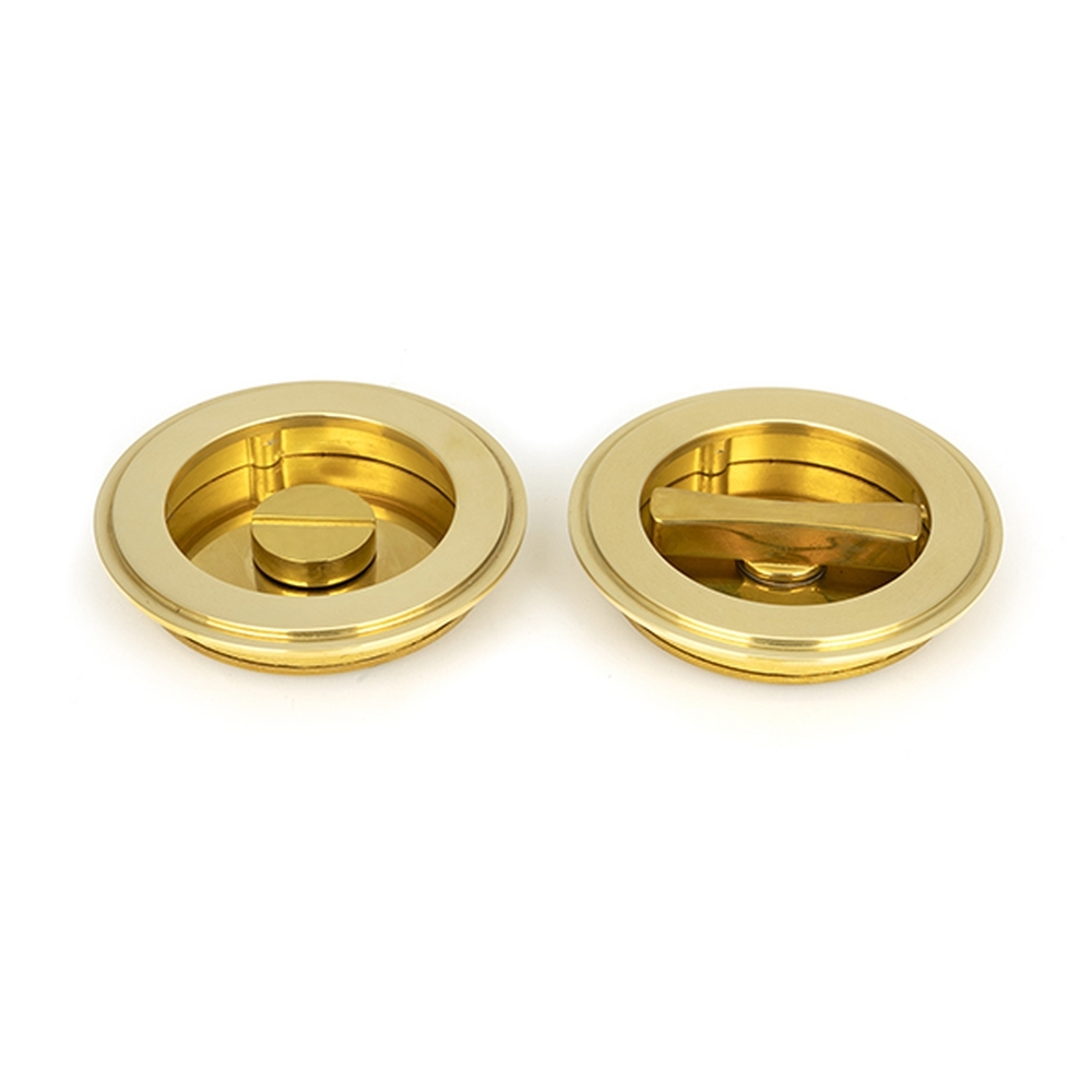 47170 • 75 mm • Polished Brass • From The Anvil Art Deco Round Pull - Privacy Set