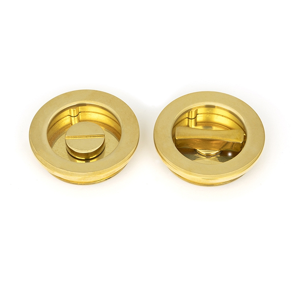 47171 • 60mm • Polished Brass • From The Anvil Plain Round Pull - Privacy Set