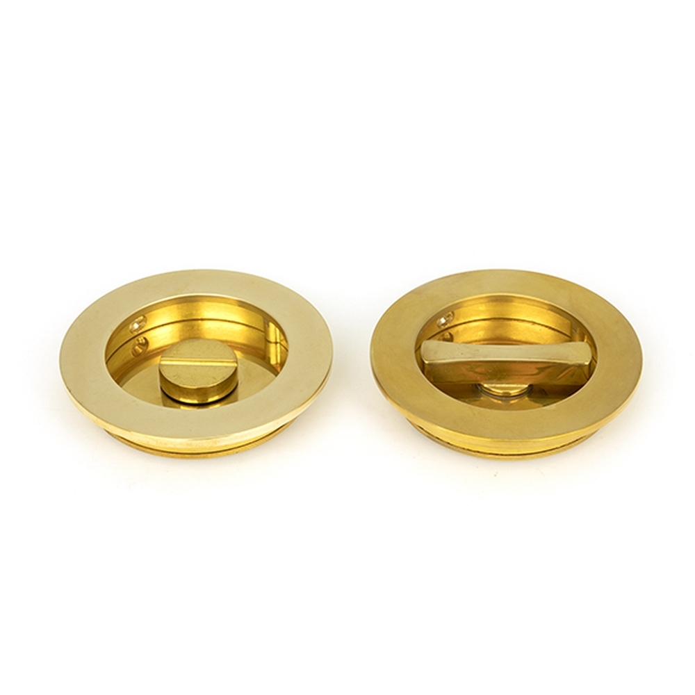 47172 • 75 mm • Polished Brass • From The Anvil Plain Round Pull - Privacy Set