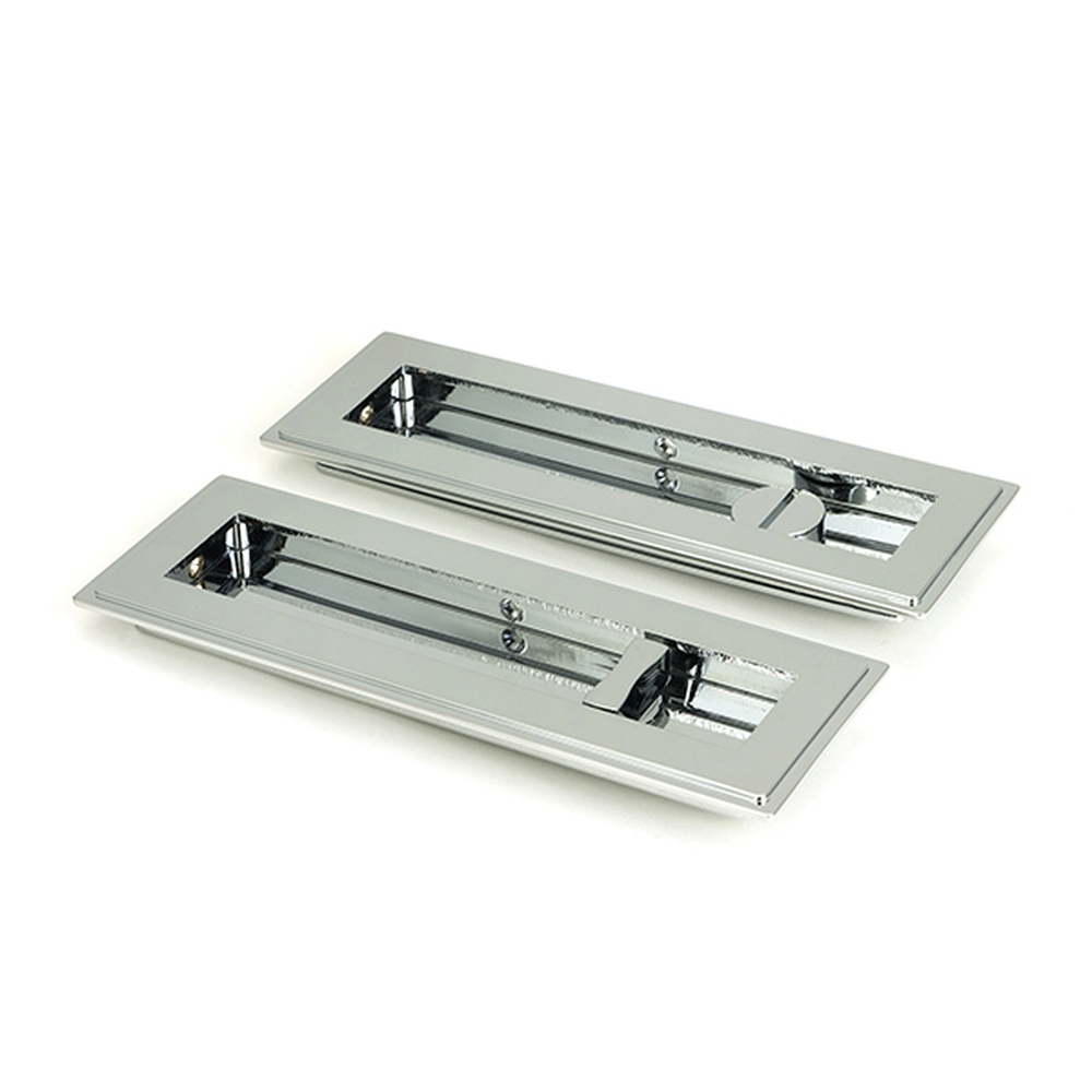 47179  175mm  Polished Chrome  From The Anvil Art Deco Rectangular Pull -Privacy Set