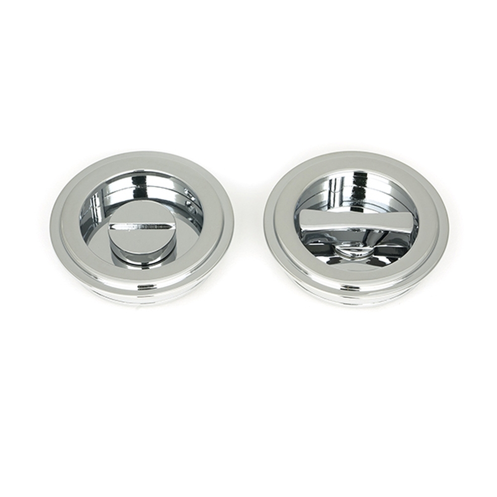 47187 • 60mm • Polished Chrome • From The Anvil Art Deco Round Pull - Privacy Set