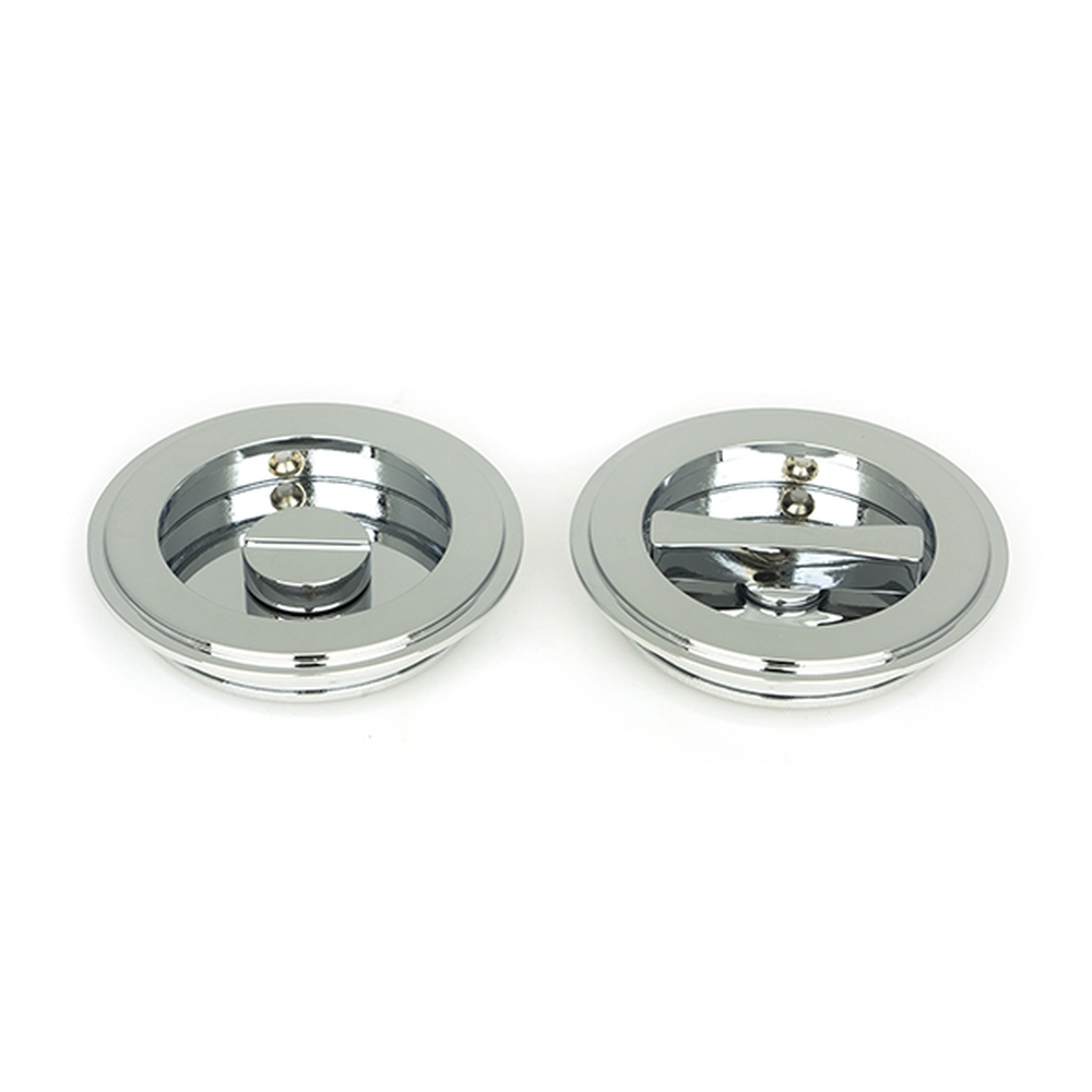 47188  75 mm  Polished Chrome  From The Anvil Art Deco Round Pull - Privacy Set