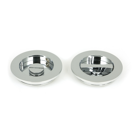 47190 � 75 mm � Polished Chrome � From The Anvil Plain Round Pull - Privacy Set