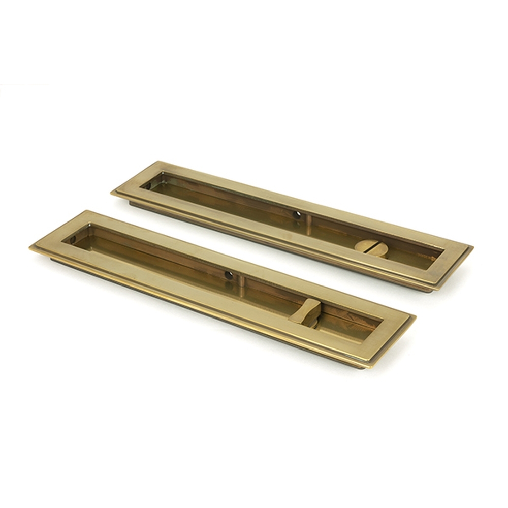 48309  250mm  Aged Brass  From The Anvil Art Deco Rectangular Pull - Privacy Set