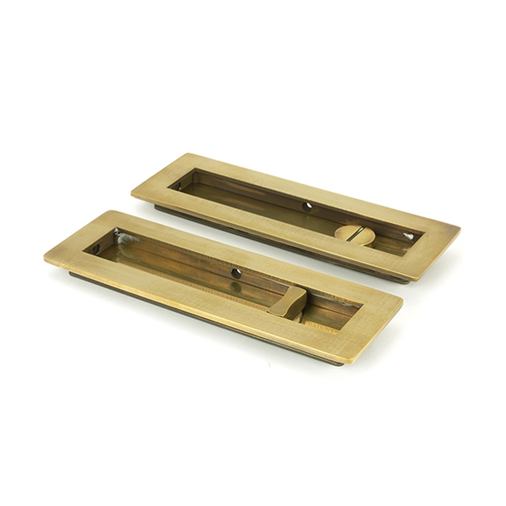 48314  175mm  Aged Brass  From The Anvil Plain Rectangular Pull - Privacy Set