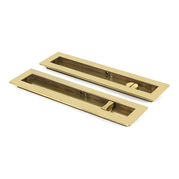 48315 • 250mm • Aged Brass • From The Anvil Plain Rectangular Pull - Privacy Set