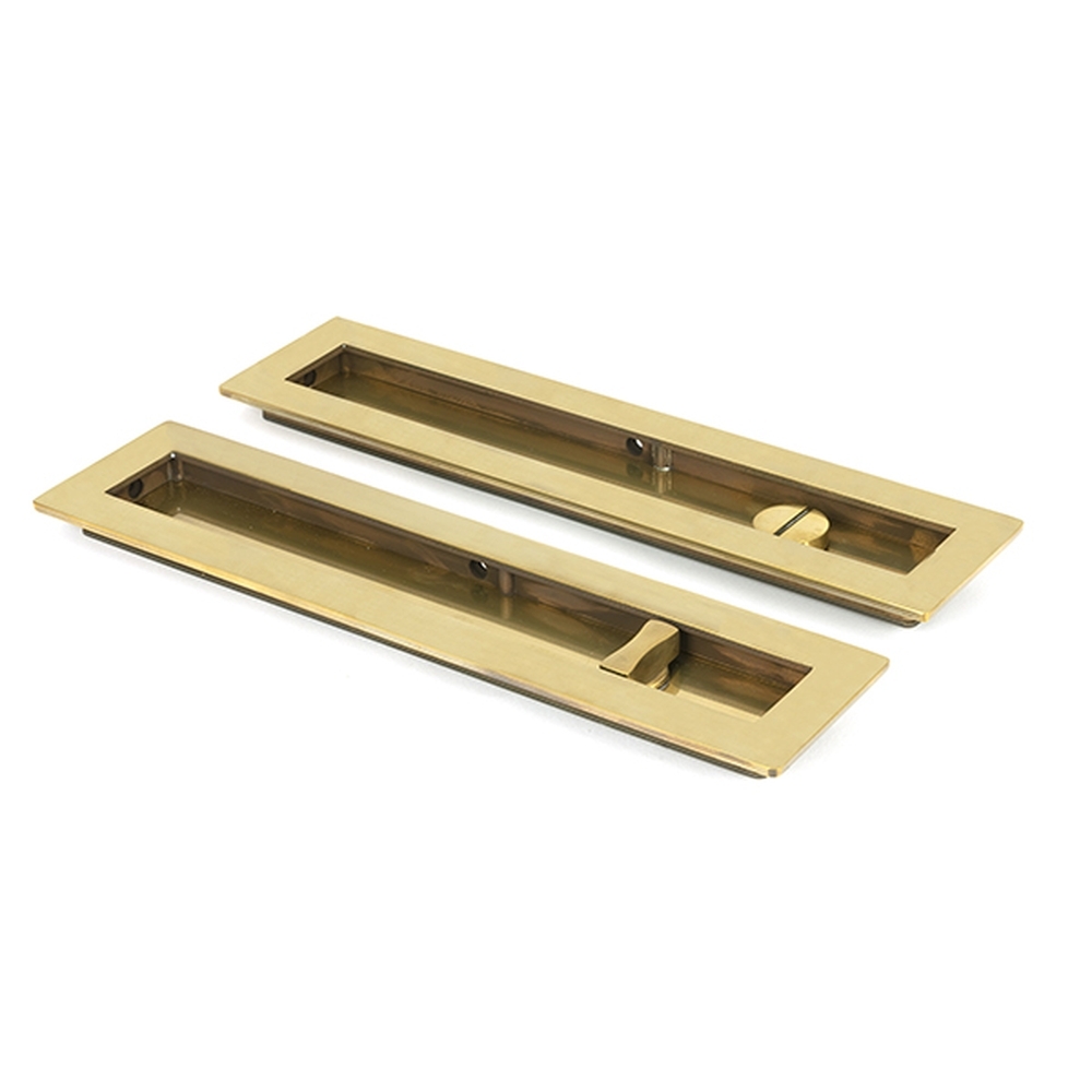 48315 • 250mm • Aged Brass • From The Anvil Plain Rectangular Pull - Privacy Set