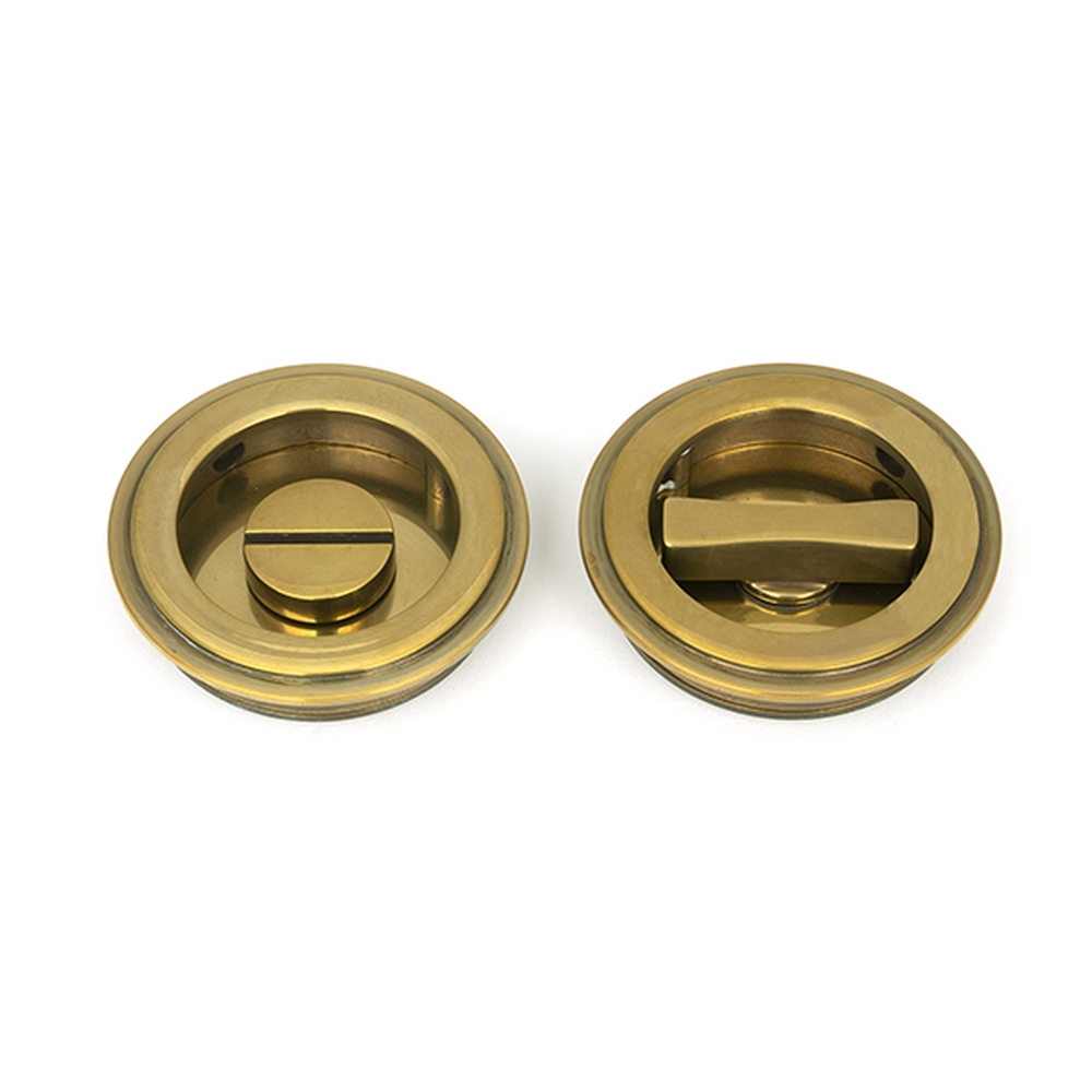 48324  60mm  Aged Brass  From The Anvil Art Deco Round Pull - Privacy Set