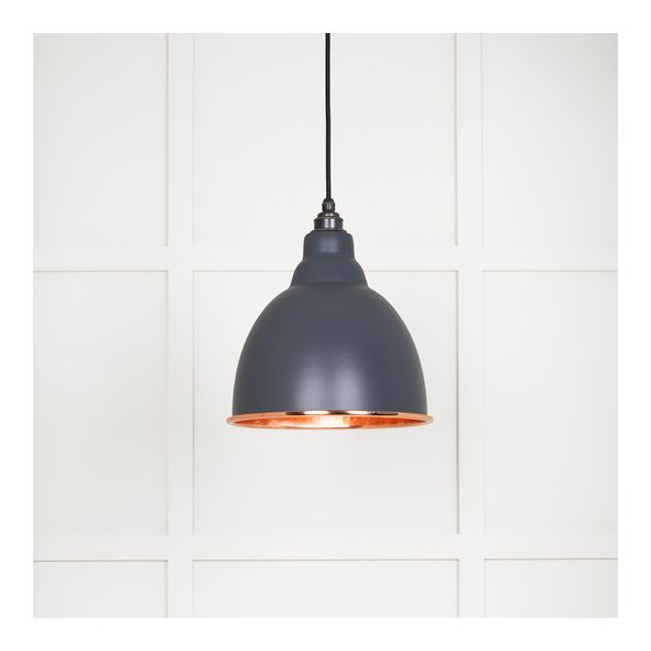 49500SL • 260mm • Hammered Copper & Slate • From The Anvil Brindley Pendant