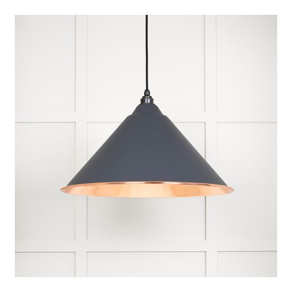 49503SL • 510mm • Hammered Copper & Slate • From The Anvil Hockley Pendant
