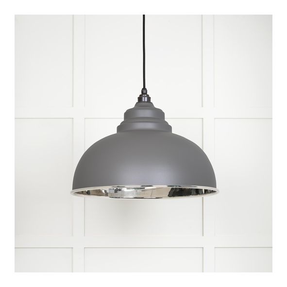 49505BL • 400mm • Smooth Nickel & Bluff • From The Anvil Harborne Pendant