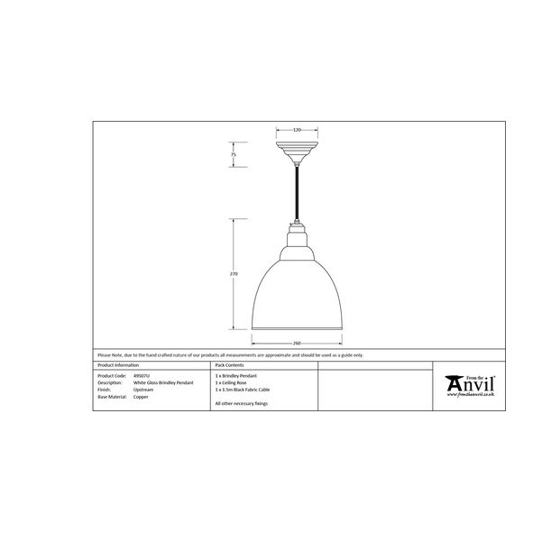 49507U • 260mm • White Gloss & Upstream • From The Anvil Brindley Pendant