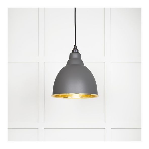 49517BL • 260mm • Hammered Brass & Bluff • From The Anvil Brindley Pendant