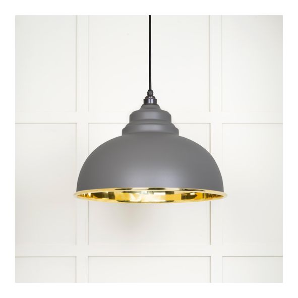 49522BL • 400mm • Smooth Brass & Bluff • From The Anvil Harborne Pendant