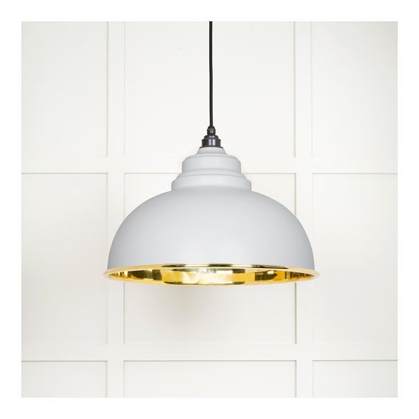 49522F • 400mm • Smooth Brass & Flock • From The Anvil Harborne Pendant