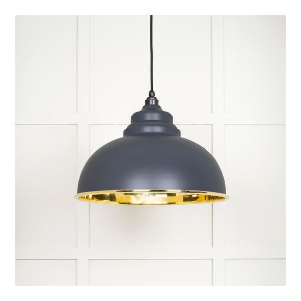 49522SL • 400mm • Smooth Brass & Slate • From The Anvil Harborne Pendant