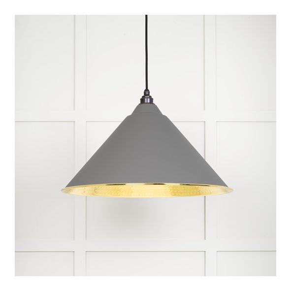 49523BL • 510mm • Hammered Brass & Bluff • From The Anvil Hockley Pendant