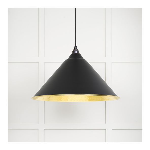 49523EB • 510mm • Hammered Brass & Elan Black • From The Anvil Hockley Pendant