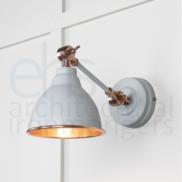 49714SBI  139 x 124mm  Smooth Copper  From The Anvil Brindley Wall Light in Birch