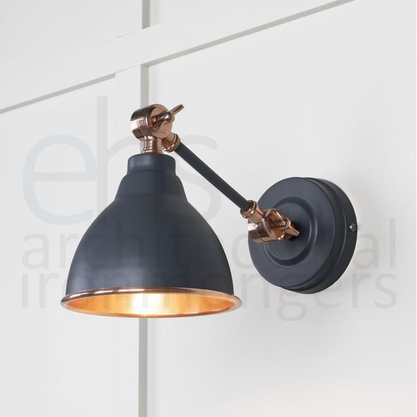 49714SSL • 139 x 124mm • Smooth Copper • From The Anvil Brindley Wall Light in Slate