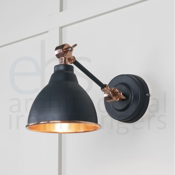 49714SSO • 139 x 124mm • Smooth Copper • From The Anvil Brindley Wall Light in Soot