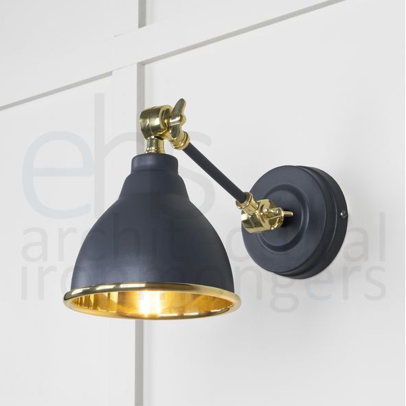 49716SSL  139 x 124mm  Smooth Brass  From The Anvil Brindley Wall Light in Slate